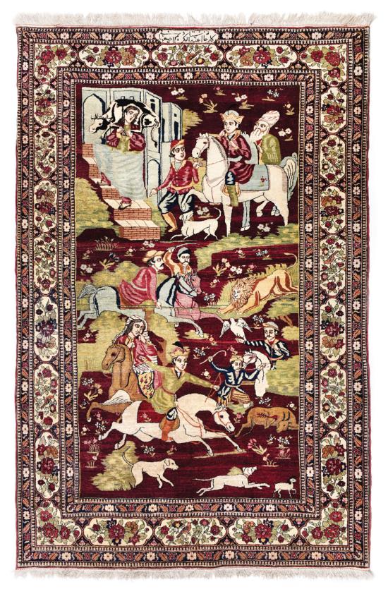 Covor Isfahan din lanÄ?, purtÃ¢nd semnÄ?tura maestrului Abdolkarim Esfahani, Iran, sfarsitul sec. XIX