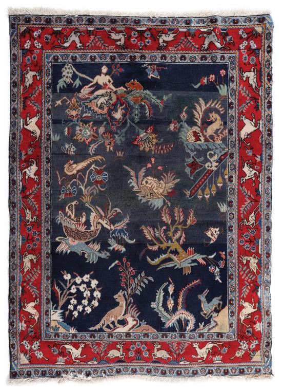 Exceptional covor Senneh din lana, decorat cu gradina paradisului, Iran, cca. 1800, unic prin datare È?i repertoriul stilistic, piesa foarte rara de colectie