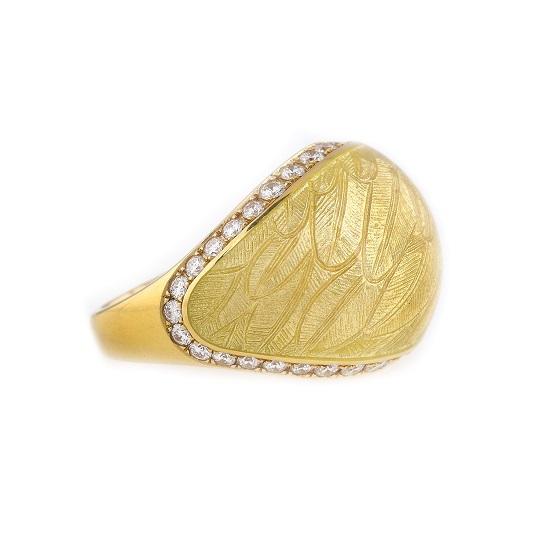 Inel Fabergé din aur, decorat cu email ?i diamante, piesa numerotata 21 din 300