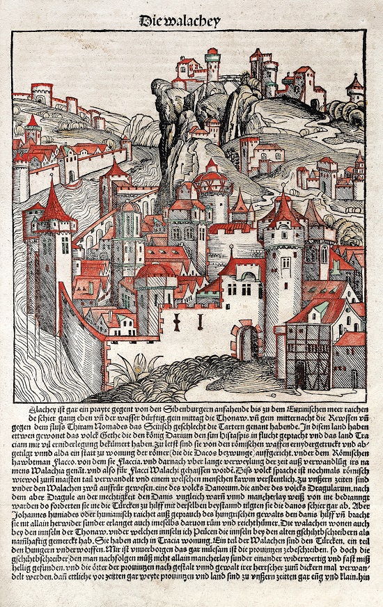 Fila de incunabul, ”Valahia”, de Michael Wolgemut, Nürnberg, 1493