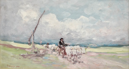 Care cu boi, venind de la câmp - Nicolae Grigorescu