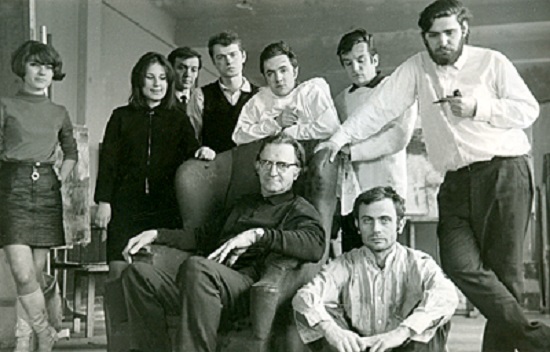 Promotia 1974 - Corneliu Baba alaturi de Sorin Dumitrescu, Stefan Caltia, Sorin Ilfoveanu, C. Antonescu, Z. Dumitrescu, M. Cismaru, D. Moisescu si F. Ilea